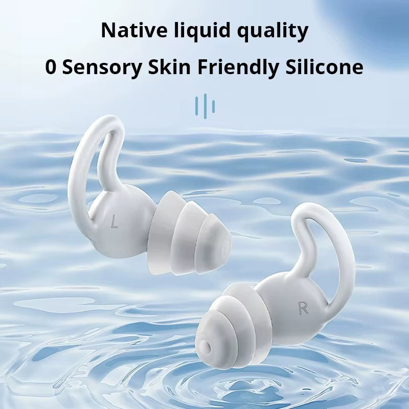 Soundproof Earplugs Three Layer White Silicone Earplugs Waterproof Swimming Earplugs Sleep Noise Reduction