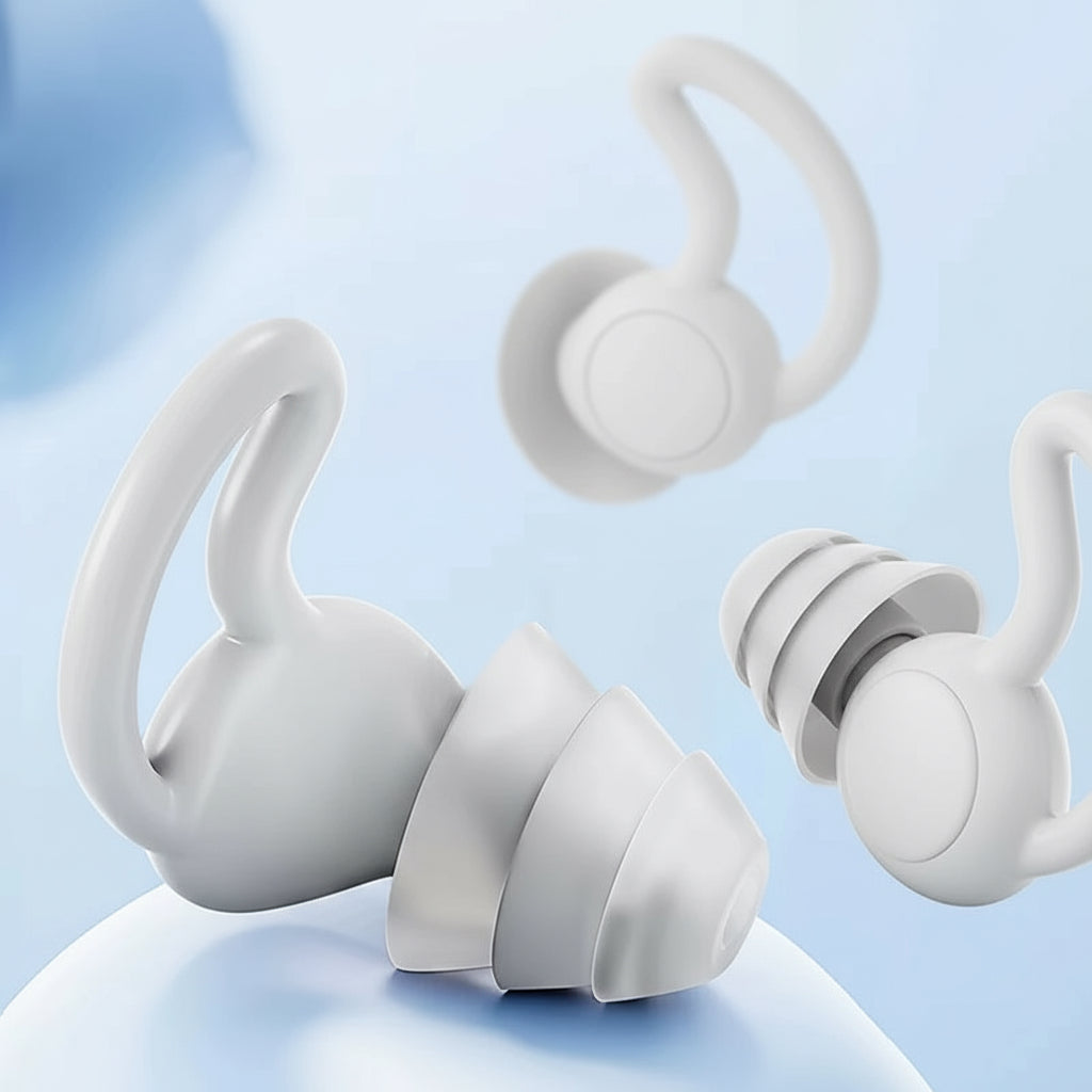 Soundproof Earplugs Three Layer White Silicone Earplugs Waterproof Swimming Earplugs Sleep Noise Reduction